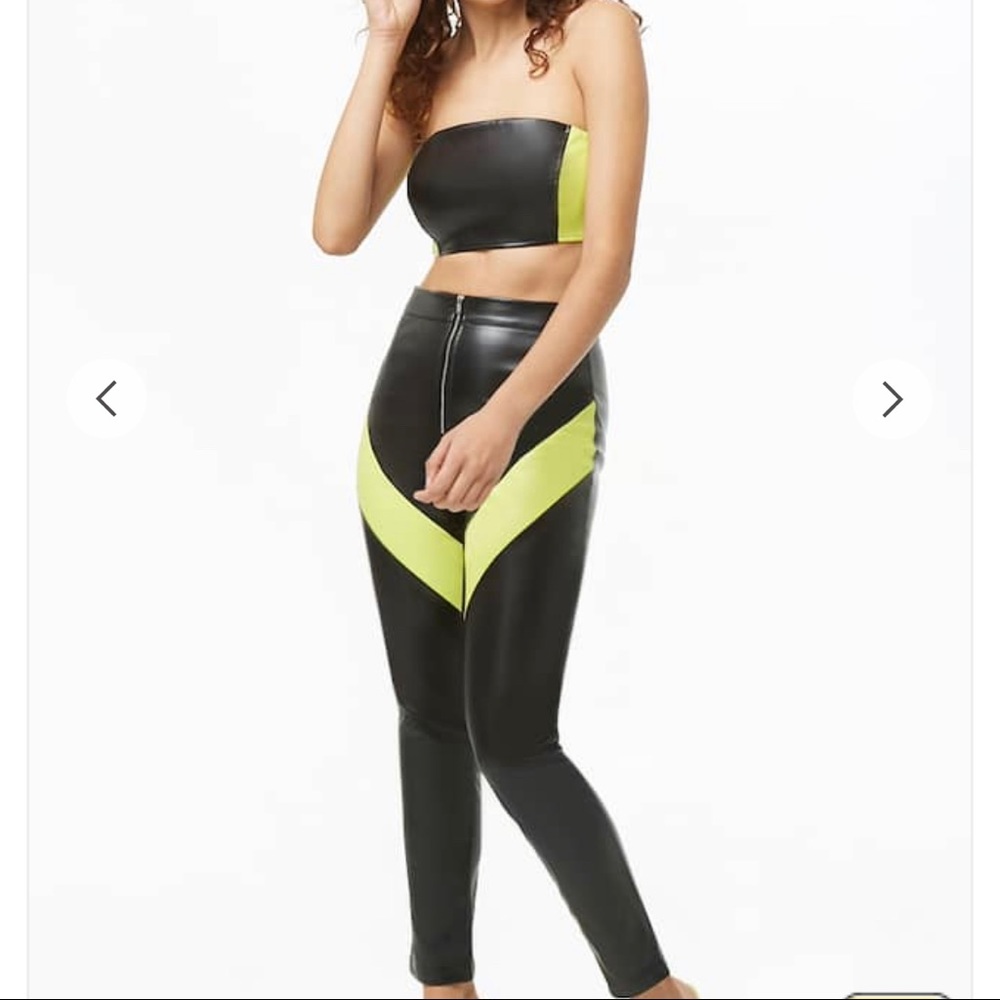 NWT Faux leather tube top and pants set